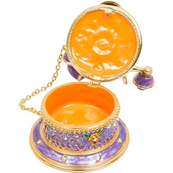 Hand Painted Enameled Telephone Decorative Hinged Jewelry Trinket Box Home Decor - Picture 4 of 6